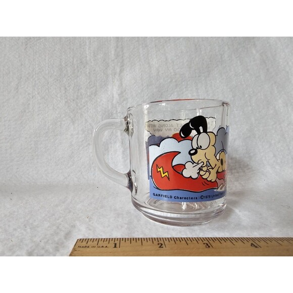 Vintage 1978 Garfield Glass Mug McDonalds Canoe Garfield and Oddie Jim Davis - Picture 4 of 7